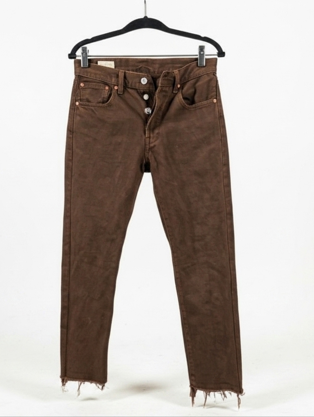 Levi 501 Brown Denim Jeans with Copper Rivet Details